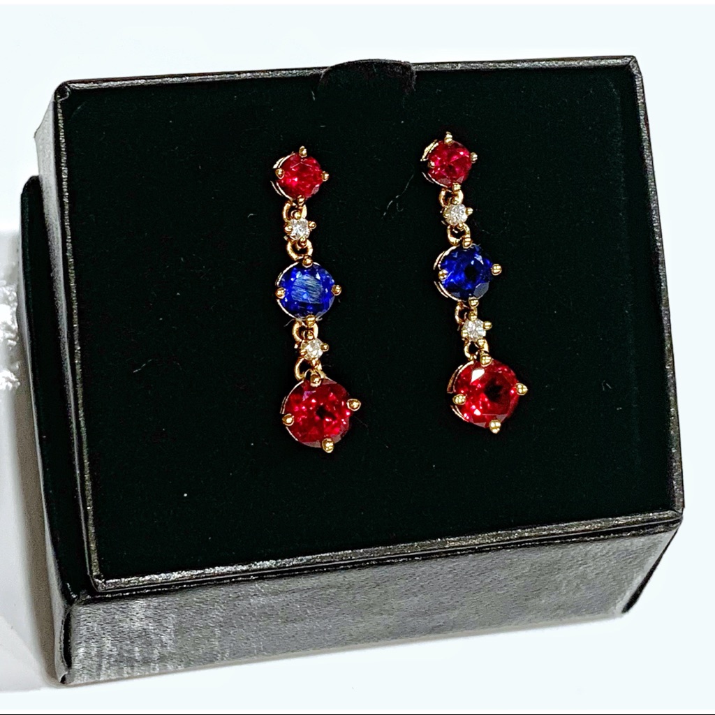 Sterling Silver 925 Pink Blue Gemstone Earrings 29$